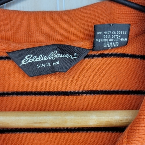 Eddie Bauer Men’s Orange Striped Polo Sz LT - Picture 3 of 5